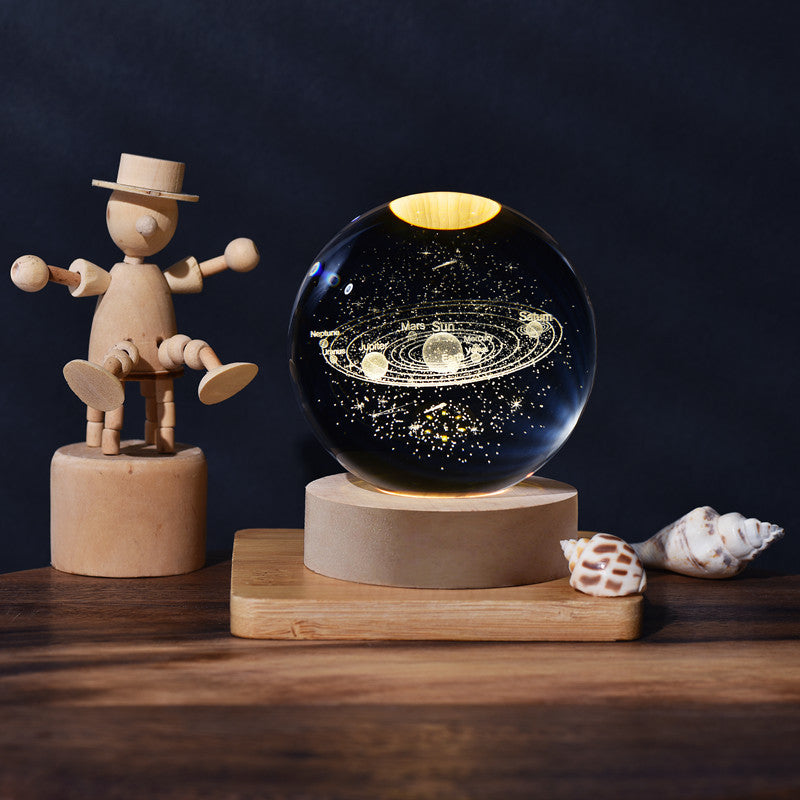 3D Galaxy Crystal Ball Night Light SOlar System